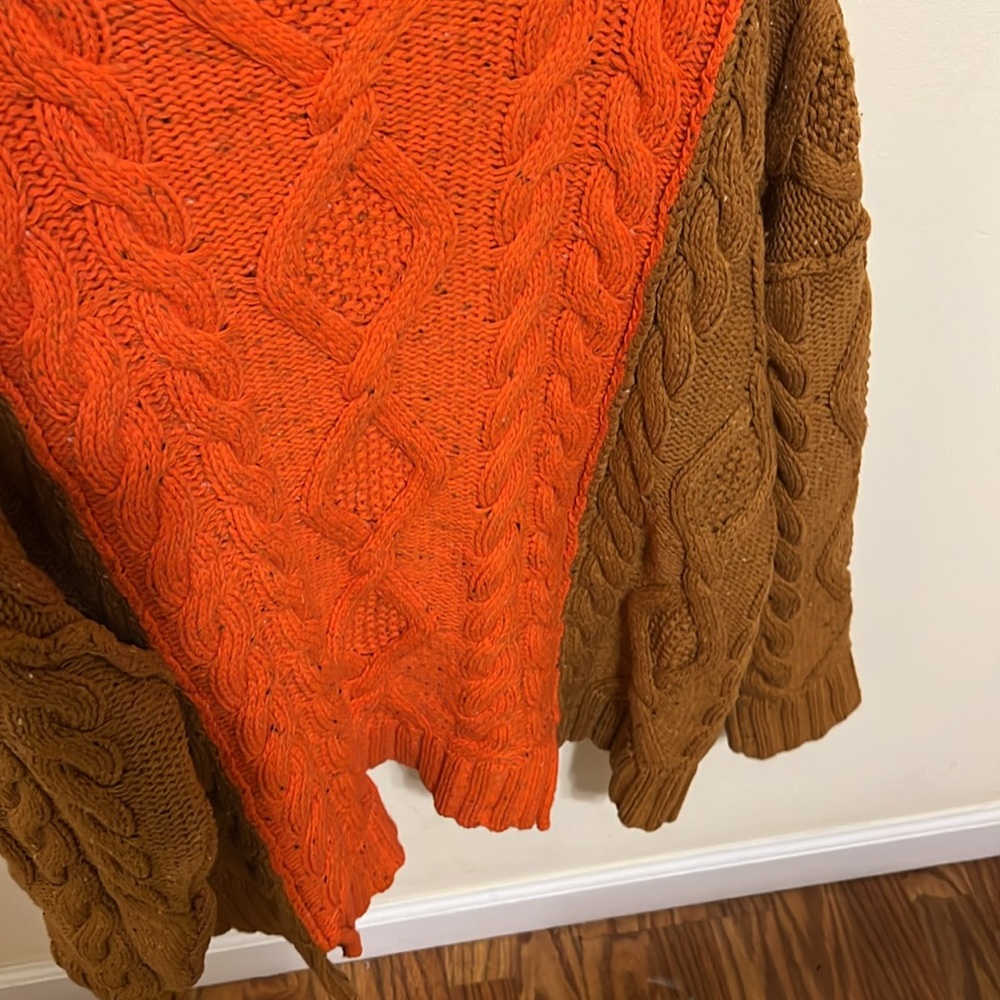 Free People Cable Knit Sweater - Orange and Brown size S NWOT - Picture 8 of 16